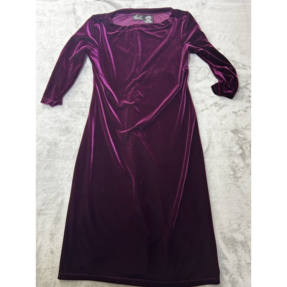 Kathie Lee Collection Burgundy Velvet Long Sleeve Maxi Dress Size M